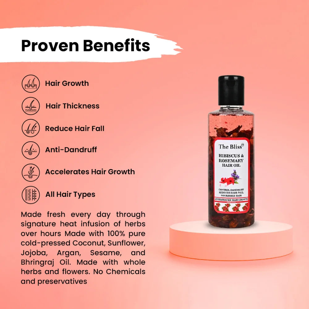 The Bliss Hibiscus & Rosemary Light Weight Hair Oil benefits